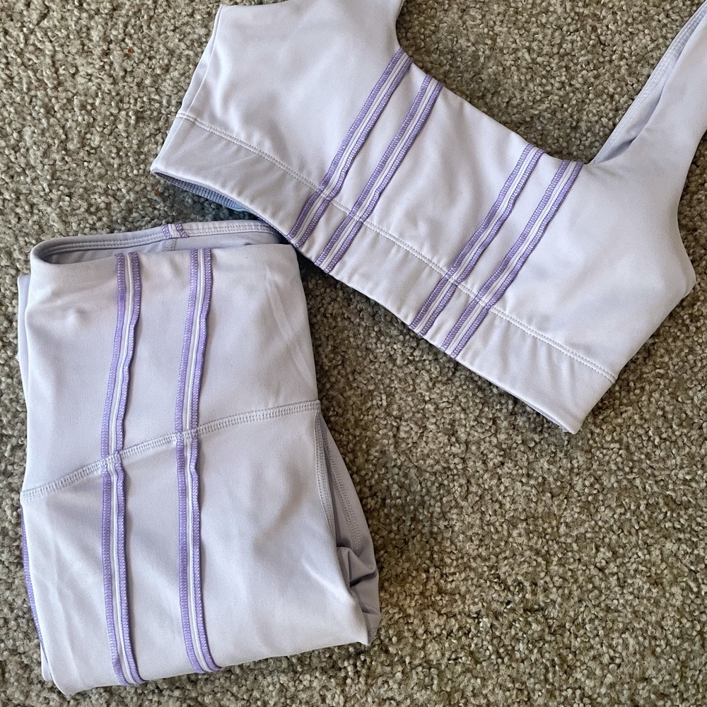 Zella Lavender Light Purple Leggings & Sports Bra Set